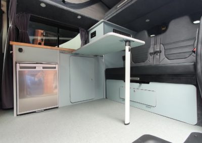 Campervan kitchen and table