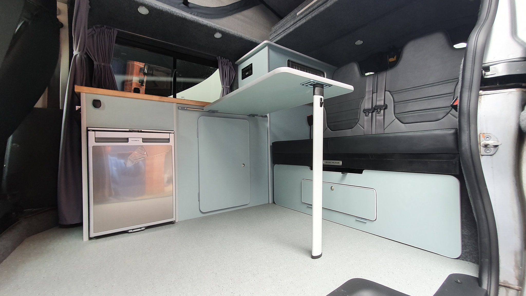 Campervan kitchen and table